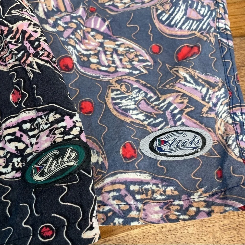 Club California Mens Swim Trunks two‎ pairs sz L Abstract Fish Vacation Ocean